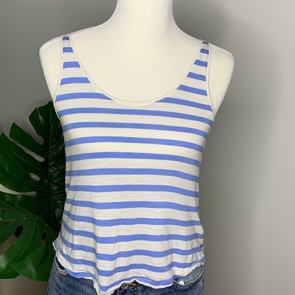 5/$25 💜 H&M Basic Stripe Blue and White Tank - Picture 1 of 2